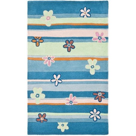 SAFAVIEH 3 x 5 ft. Small Rectangle Novelty Kids Blue and Multicolor Hand Tufted Rug SFK750A-3
